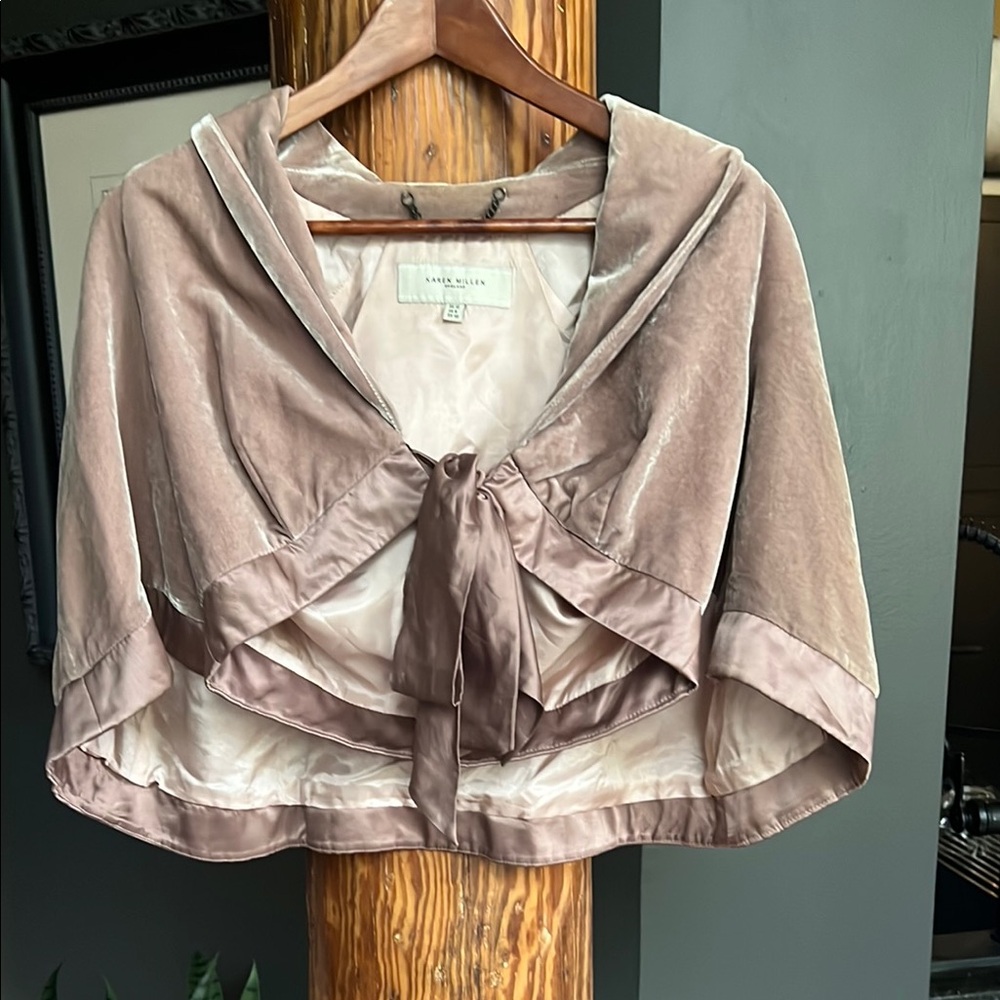 Karen Millen Gray Tie Front Sailor Collar Cape